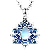 Adnix Lotus Neckalce/Evil Eye Necklace 925 Sterling Silver Flower Yoga Necklace Protection Amulet Spiritual Jewelry for Women