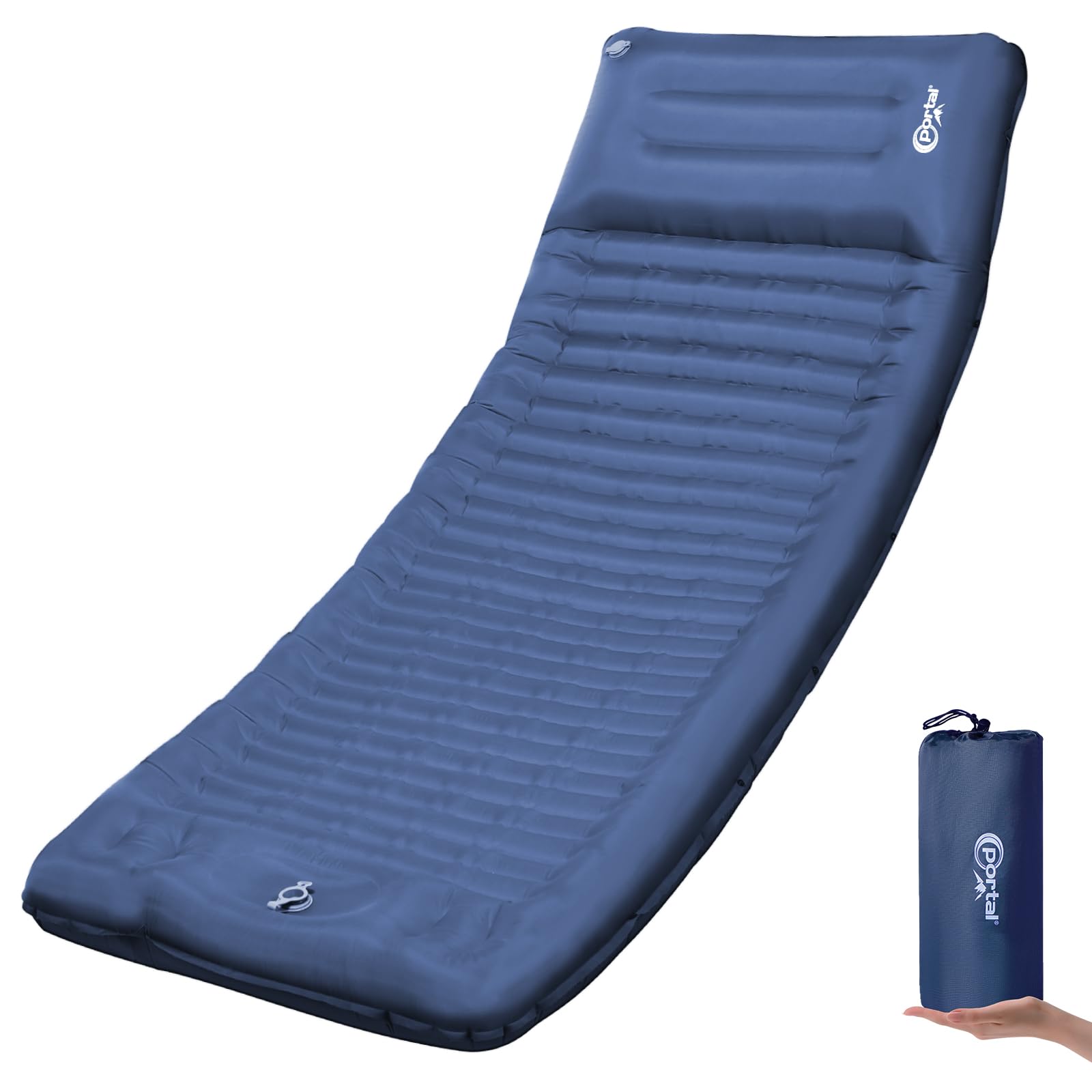 Portal Camping Mattress Single 10cm Thick with Foot Pump Inflatable Camping Mat Sleeping Pad Inflating Tent Mattress Camp Air Bed for Adults Lightweight Roll Mat Portable Outdoor Backpack