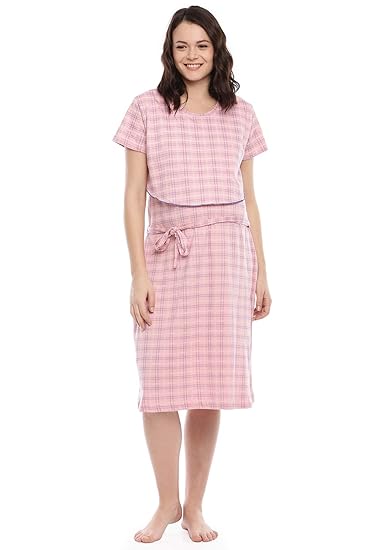 Womens Pink Printed Maternity Nightdress