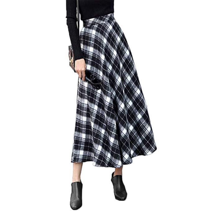 Pencil Skirt Outfits Wool Skirt Long Plaid Skirt And Top High Waisted