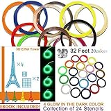 20pcs PLA 3D printer Pen Filament Refills PLA 1.75mm Filament Fun Sampler Pack of 20 Different Colors in 16 Feet Lengths including 3D Sencils ebook (PLA)