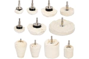 MAHOOMMAKH 11Pcs Buffing Wheel for Drill, Buffing Pad Polishing Wheel Kits with 0.25" Hex Shafts - Wheel Shaped Polishing Tool for Metal Aluminum Chrome Wheel Polishing Kit