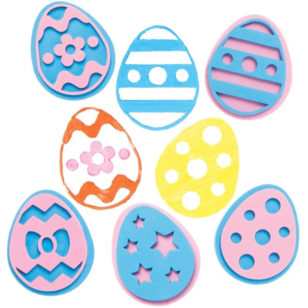 Baker Ross Easter Egg Foam Stampers - Pack of 10, Easter Crafts Supplies for Kids (AX765)