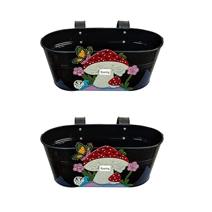 Tovick Set of Two Garden or Balcony Decor Polka Design Metal planters with Detachable Hooks for Indoor Decor/ Garden Decor uutgujojjknk