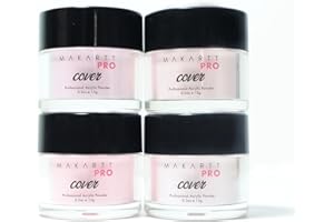 MakarttPro Acrylic Powder Set - 4 Colors 0.5oz Cover Powders for Nail Extension, Sculpting & Overlay - Cool Tone Collection for Professionals (Pink Essentials)