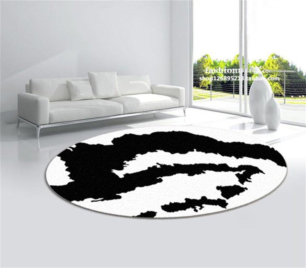 Dyl Personality Art Black And White Round Carpet Creative Round Area Rug For Living Room Coffee Table Bedroom Bedside Study(Acrylic Material Customizable Carpet) (Color : 100CM)