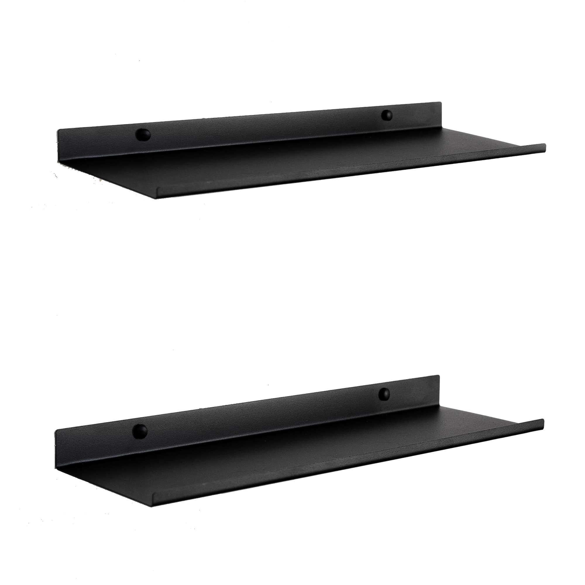 MILUKA Set 2 Floating Shelves Black | Metal for Wall Shelf Picture Ledge, Photo Shelf, Bedroom Shelves, Kitchen Storage in Home Decor (2, Black), 50 x 15 x 3 cm (5015 N2) — image 1