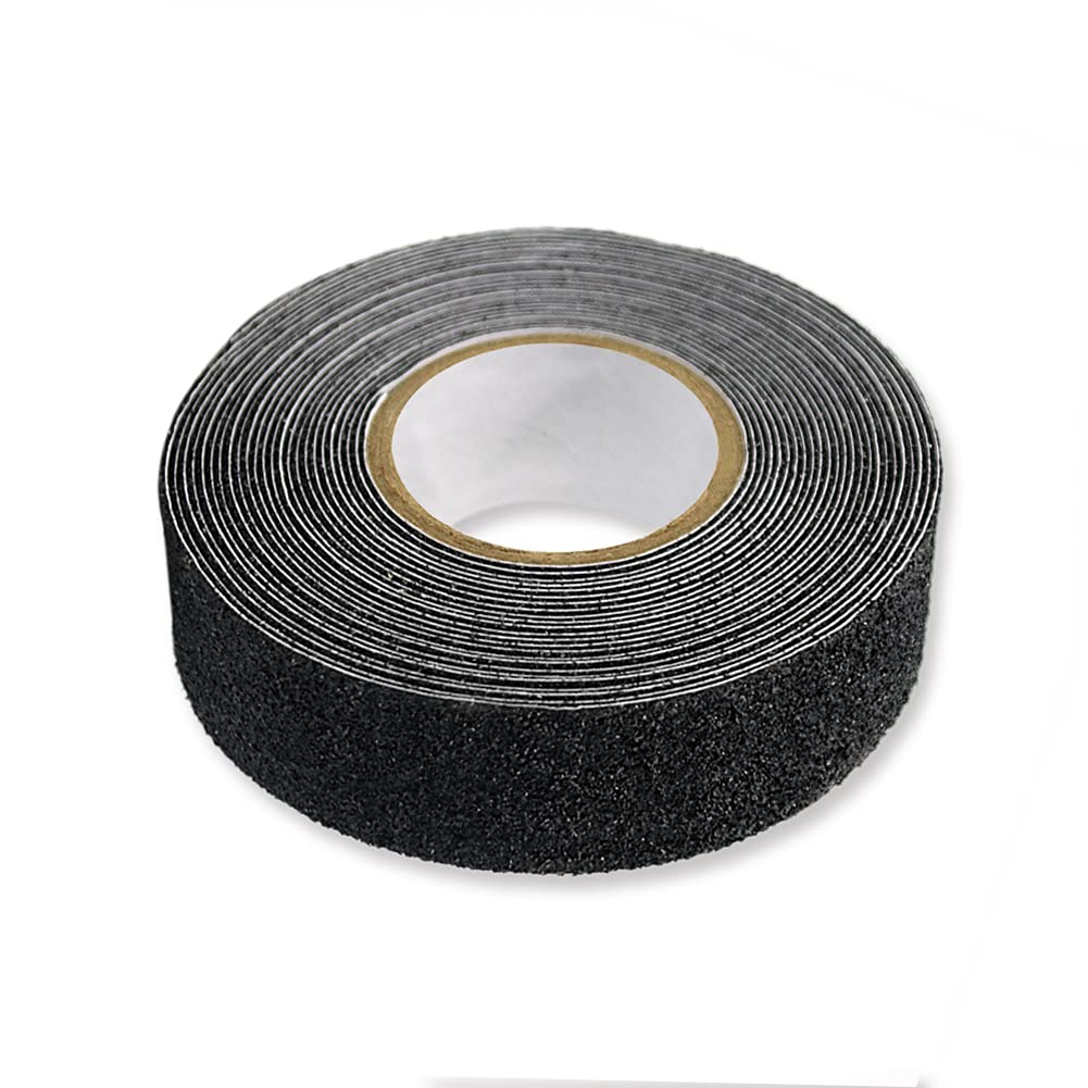 Anti Slip Tape High Traction Strong Grip Abrasive Black Non Skid Strip Safety Track Tape for Stairs Tread Steps Ramps (25mm x 5m)