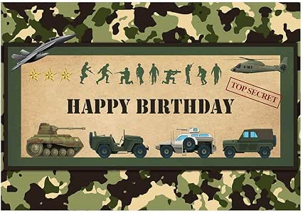 Amazon.com : Funnytree Happy Birthday Army Soldier Theme Party Backdrop ...