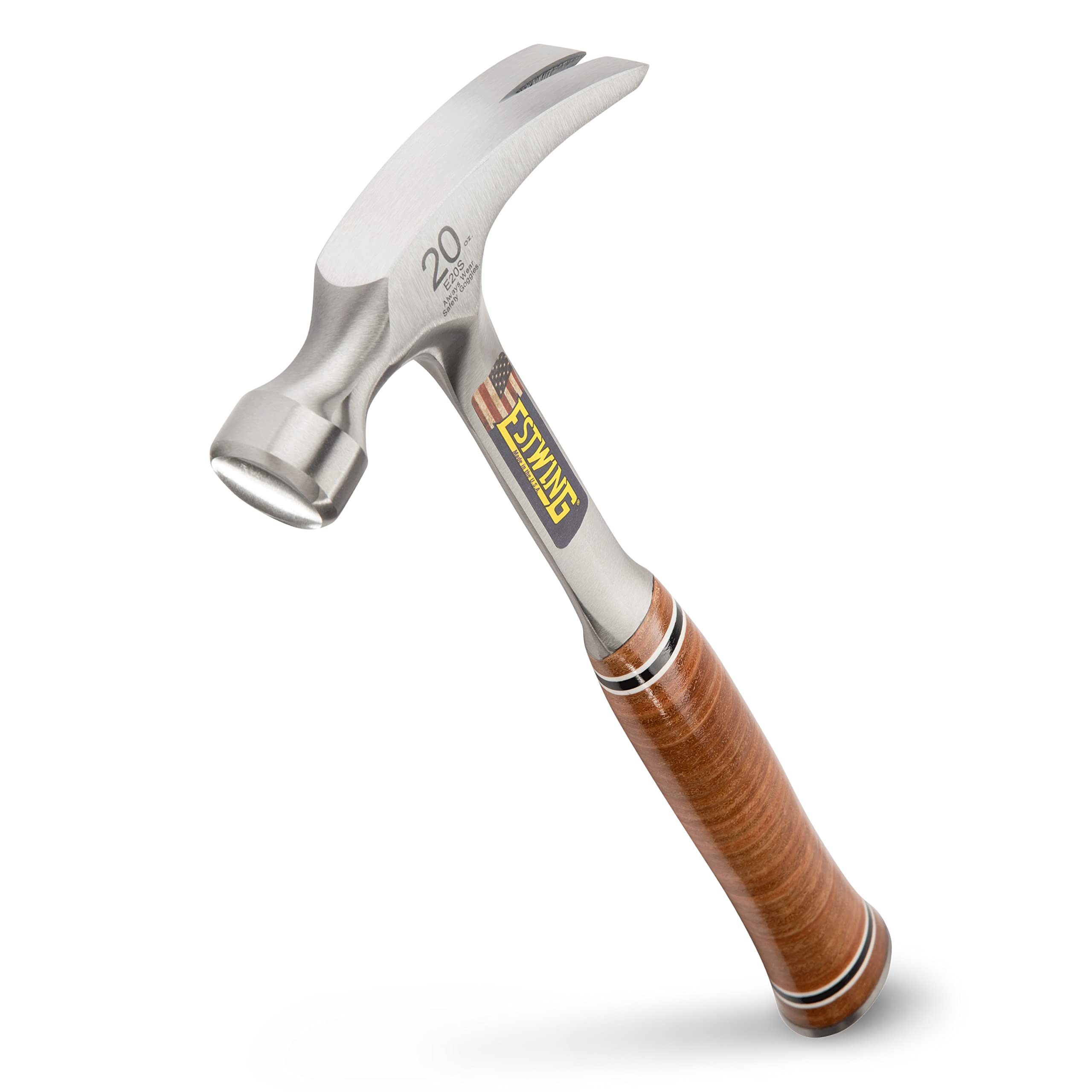Photo 1 of Estwing Hammer - 20 oz Straight Rip Claw with Smooth Face & Genuine Leather Grip - E20S