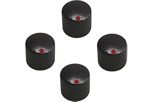 LOGYUES 4PCS Black Red Dot Gem Metal Guitar Potentiometer Knobs Control Knurled Knob Volume Audio