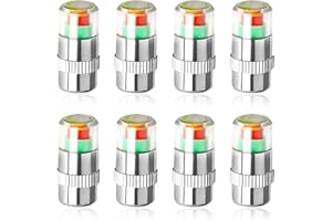 NYTKL 8PCS Tire Pressure Monitor Valve Stem Caps, 2.4 Bar 36PSI Pressure Monitor Stem Covers with 3-Color Eye Alert, Easy to Read Sensor Indicator Tire Valve Cap for Most Car Truck SUV (Silver)