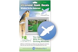 Songbird Essentials WindowAlert Hawk Anti-Collision Decal (SE7015) - UV-Reflective Window Decal to Protect Wild Birds from Glass Collisions - Made in The USA