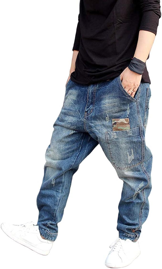 drop crotch tapered jeans