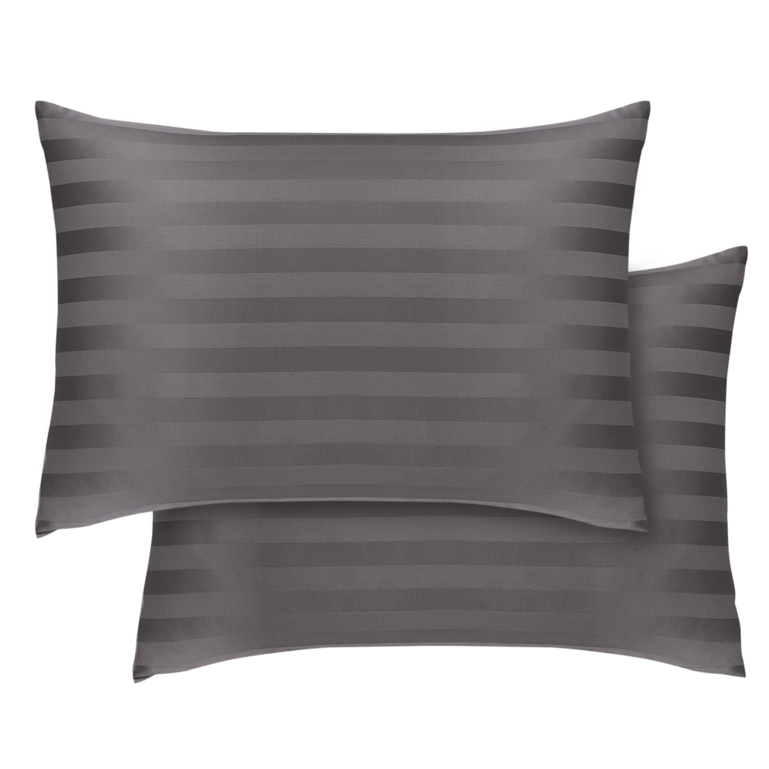 Hafaa Pillow cases 2 Pack - Grey Stripe Pillow Cases Standard Size Pillow Protectors with Envelope Closure Soft & Comfortable Bed Pillows Cover