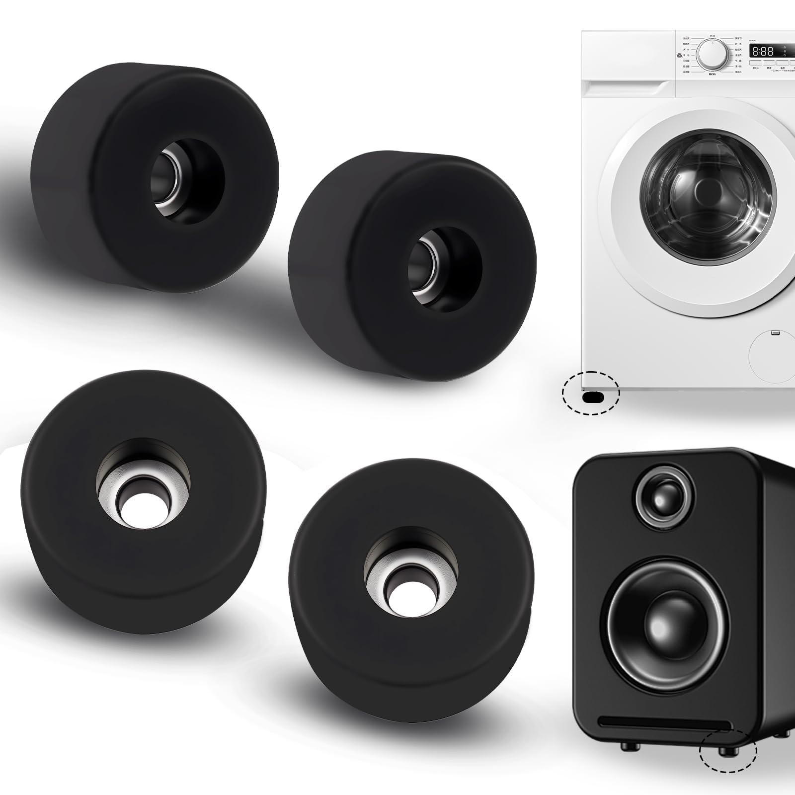 Photo 1 of 4PCS 192310GS Anti-Vibration Rubber Foot Pads for Air Compressors, Black Rubber Isolation Pads & Rubber Anti Vibration Pads Foot Mounts for Electronics Air Compressor (Diameter 1.5", Height 0.75")