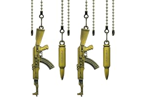 Dotlite 4 Pcs Bronze Ceiling Fan Pull Chains Extension Gun Shaped Pendant,14 Inch 3mm Beaded Ball Fan Lamp Chain Extender Ornament with Connector