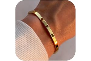 MARYLAX Gold/Silver/Black Bangle Bracelets for Women, 18K Gold Plated Oval Bangles Gold Bracelet for Women Trendy, Stackable Friendship Bracelets Love Bracelet Bangle Christmas Birthday Gifts