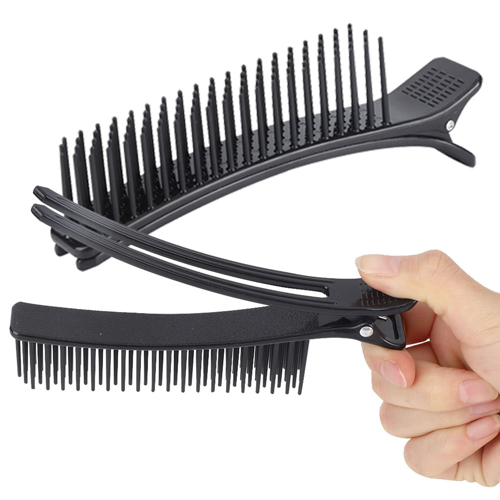 2-Piece Non-Slip Clip Set, Salon-Style Sectioning Clips, Professional Styling Tool for Partitioning & Styling (Black)