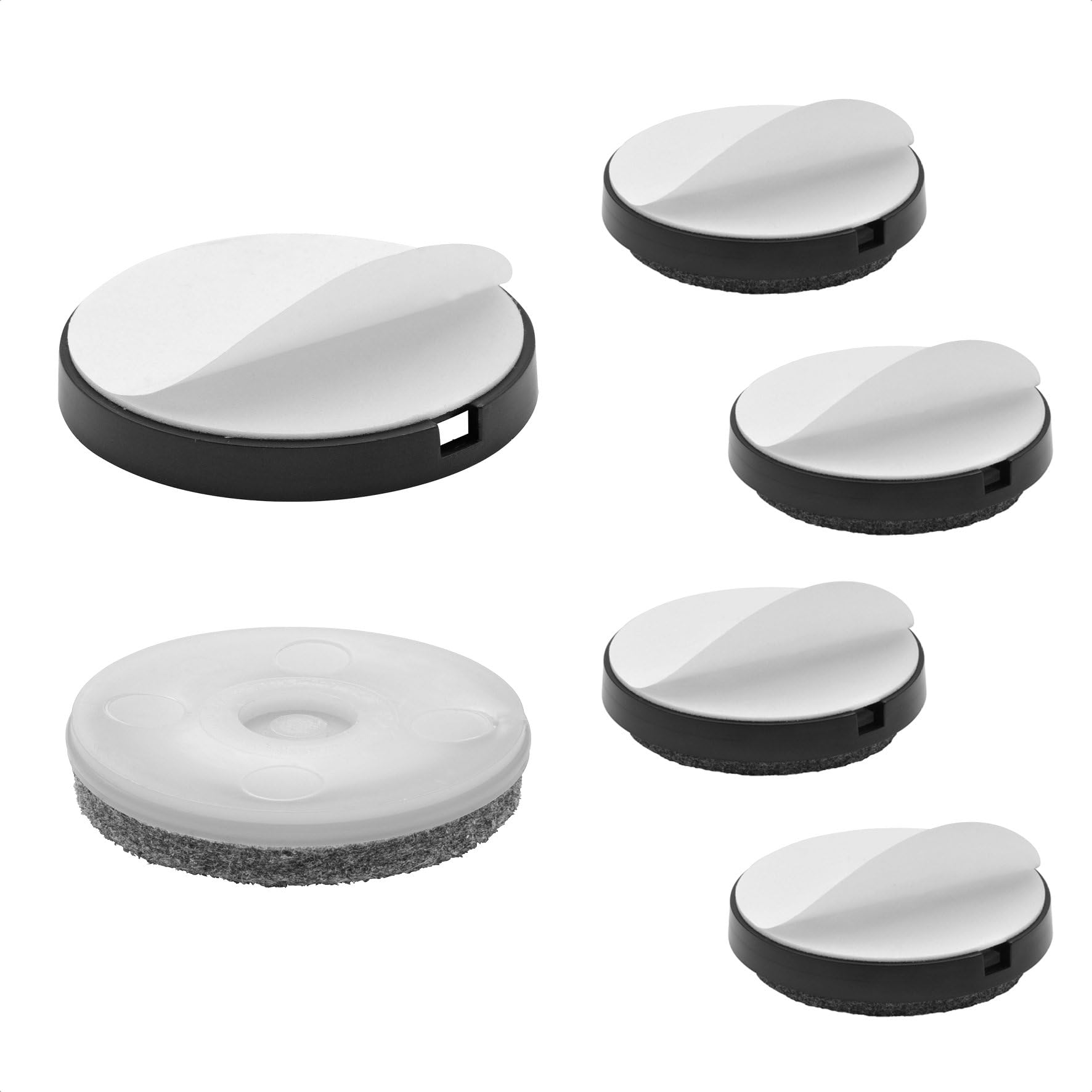 WAGNER QuickClick® Felt glides furniture glides chair glides I 4pcs. set for gluing I 4x base+adhesive pad+interchangeable glide insert - wool felt ULTRASOFT - Ø 50 mm - Made in Germany - 15830600