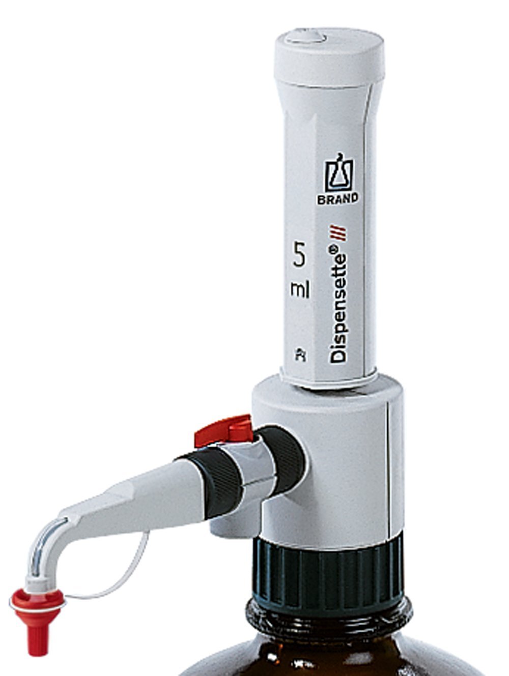 BrandTech 4701211 Glass Fixed Volume Dispensette lll Bottletop Dispenser with SafetyPrime Valve