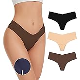 OVRUNS Camel Toe Underwear for Women Low Waist Camel Toe Thong Seamless Workout Cameltoe Proof Concealer Panties 3 Pack