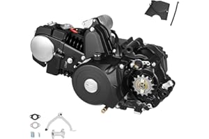 SIOHDAGU 125CC 4-Stroke Semi Auto Engine Motor, ATV Quad Engine Motor Complete Kit, 4 Speed Electric Starter Motorcycle Engine, W/Reverse Electric Starter, Single Cylinder Air-Cooling(Black)