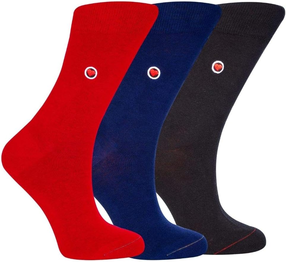 Women's 98% organic cotton solid socks 3 pack bundle. Navy, Red, Black Bundle