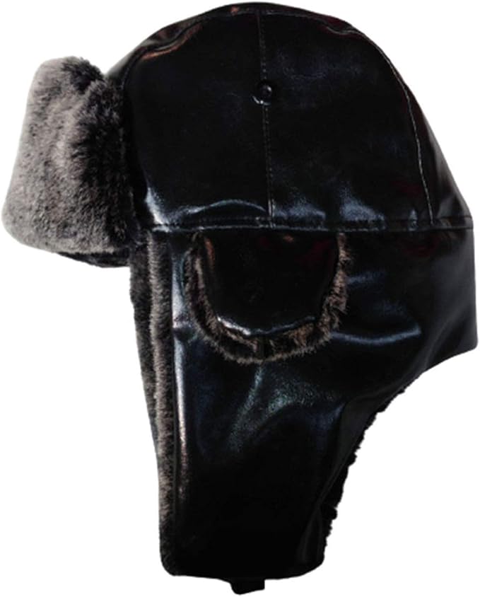JOYOTER Mens Bomber Hat with Ear Flap Winter Faux Leather Fur Earflap