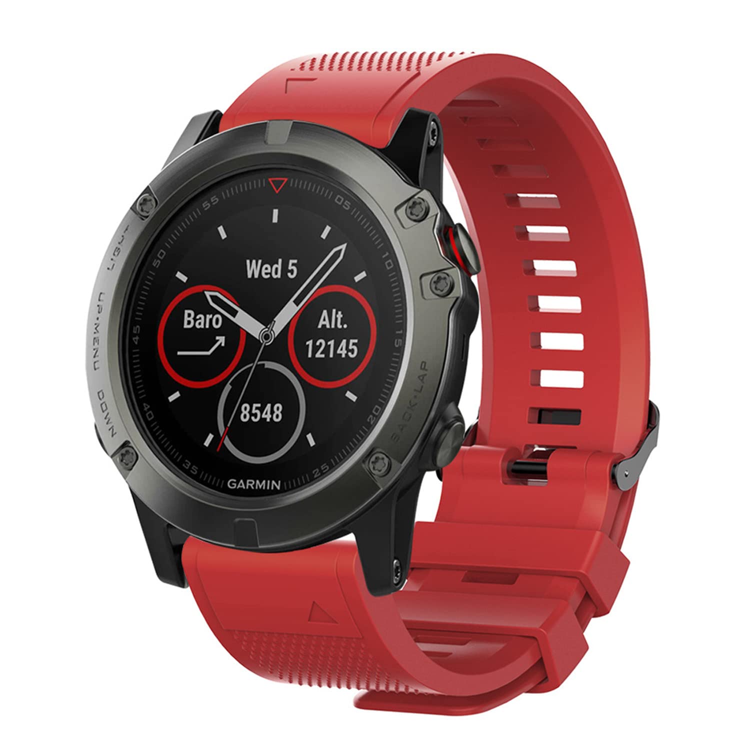 22mm Band Bracelet Strap Compatible for Garmin Fenix 7,Fenix 6,Fenix 6 Pro,Fenix 5,Fenix 5 Plus,Approach S60 S62,Forerunner 935 945,Quick Release Strap Wristband (Red)