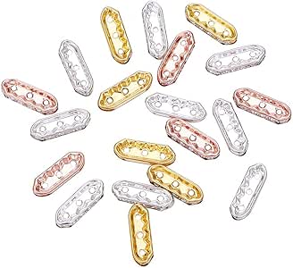 SUPERFINDINGS 60Pcs Alloy Rhinestone Bar Spacers - 3 Style Jewelry Making