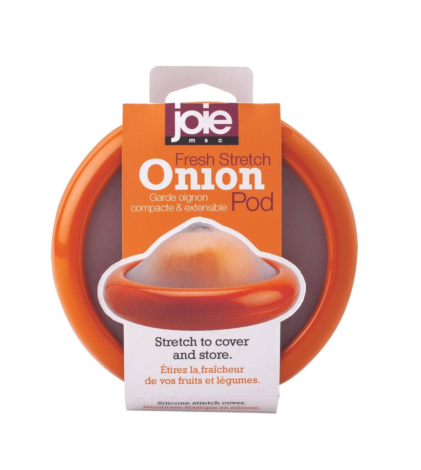 Joie Onion Food Saver Stretch Pod, Reusable Silicone Storage Container for Onions, Orange
