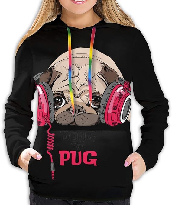 Amazon Co Jp レディース フード パーカー 赤いヘッドフォンで子犬 長袖 パーカー スウェットシャツを パーカーセータールー ファッション 服 ファッション小物