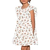 blibean Tween Girls Summer Dresses Kids Ruffled Sleeve Flower Sun Dress Size 6-15 Years