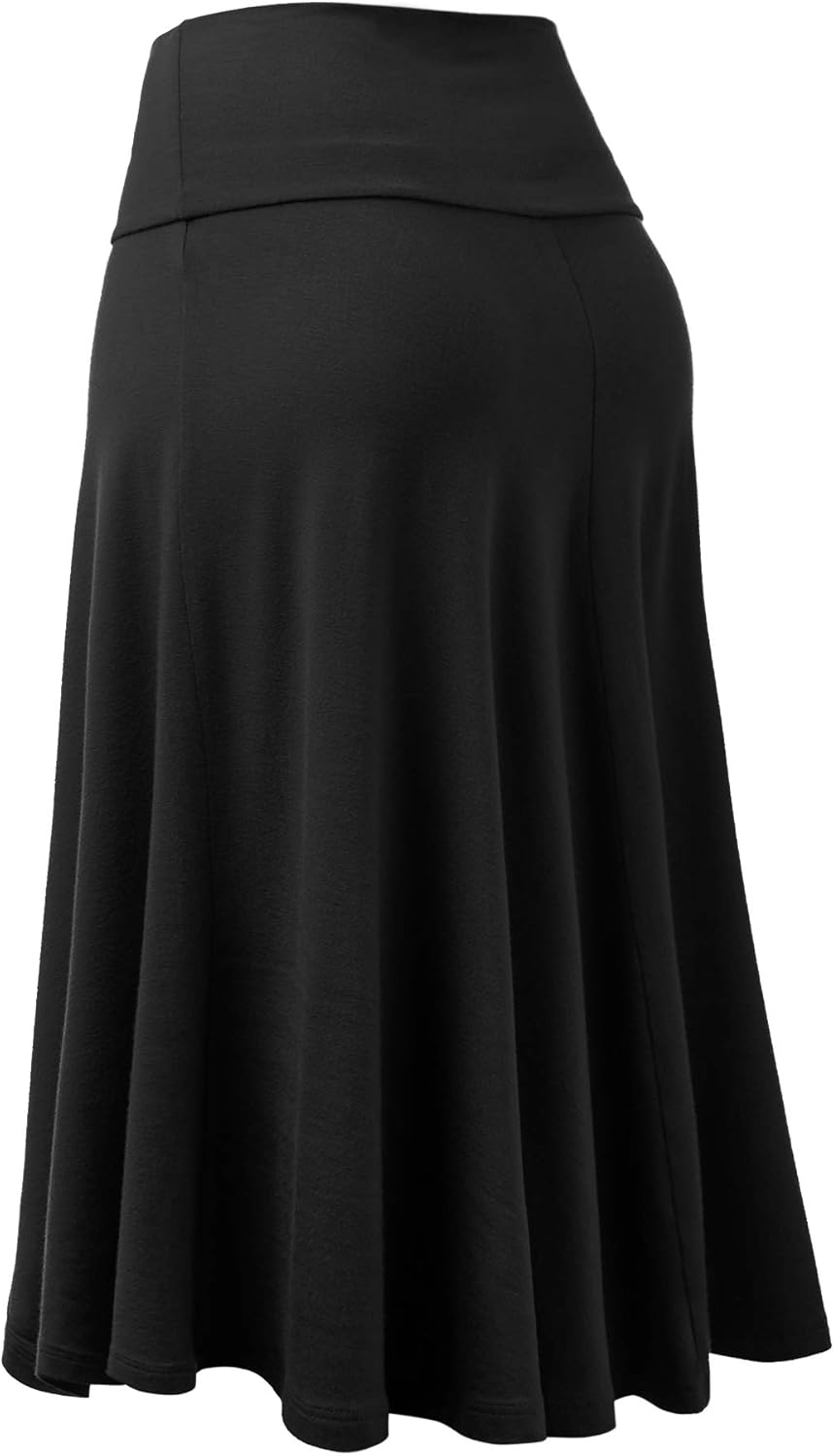Lock and Love Women's Solid Ombre Lightweight Flare Midi Pull On Closure Skirt S-XXXL Plus Size at  Women’s Clothing store