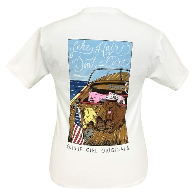 Girlie Girl Lake Hair Don T Care Pups Preppy Short Sleeve T Shirt