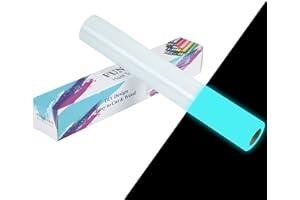 FUNKAKA Glow in The Dark Heat Transfer Vinyl Roll, 12" x 10ft Luminous Blue Iron on Vinyl for All Cutter Machine, Glow in The Dark HTV Vinyl for T-Shirts Easy to Cut & Weed for Heat Vinyl DIY Design