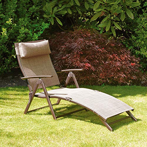 SunTime GF05014USA Metal Sunlounger Outdoor Lounge Chair, Bronze