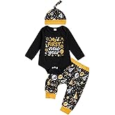Bonangber New Years Baby Boy Outfit Letter Print Long Sleeve Romper Pants Hat Cute My First New Years Baby Boy Outfit