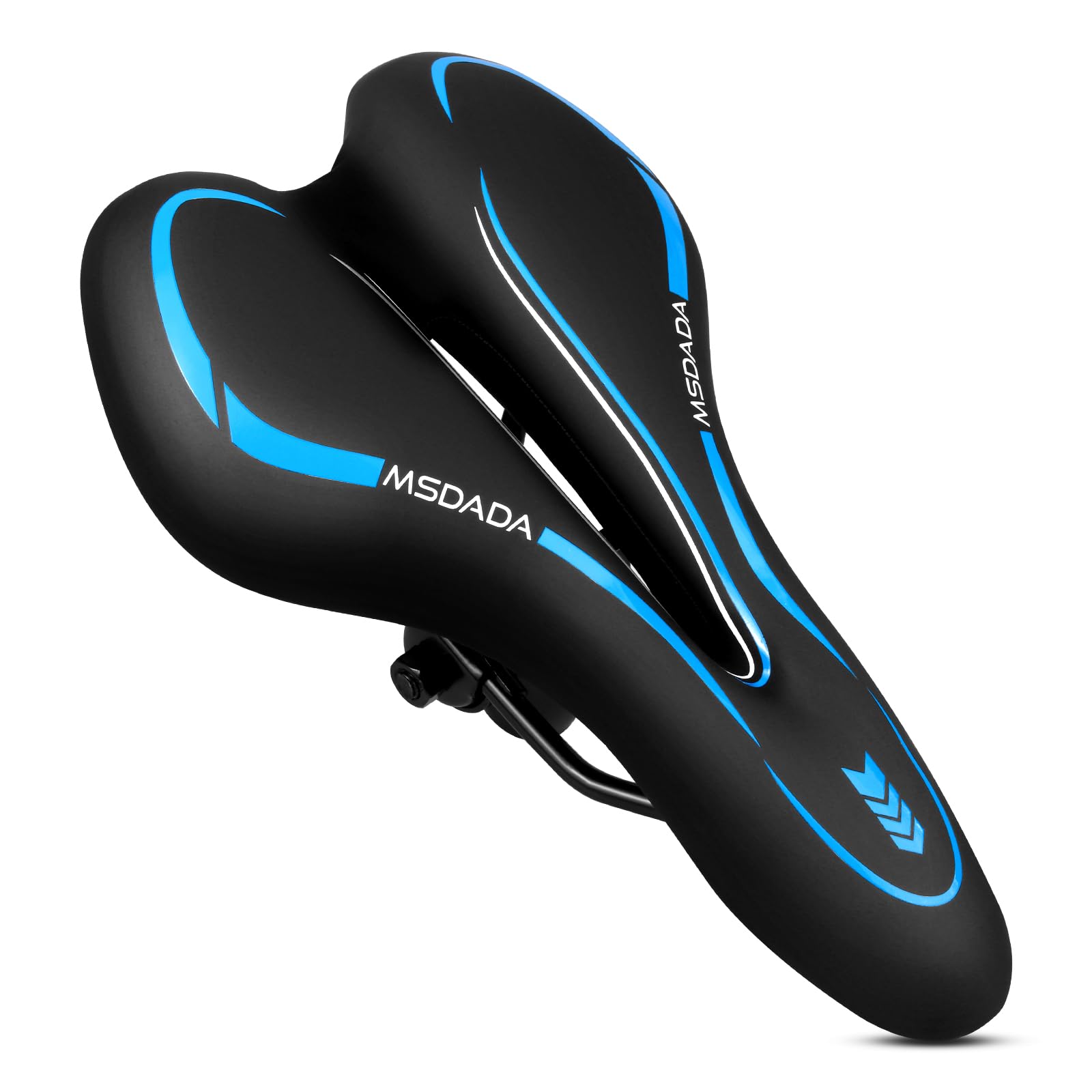 New Gel Bike Seat, MSDADA Comfortable Bike Saddle for Men & Women, Waterproof Gel Bicycle Saddles, Soft Bicycle Seat for BMX, Road Bike, Mountain Bikes, Push Bike, MTB, Exercise Bike, City Bikes(Blue)