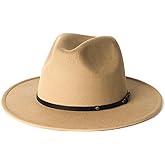 Zylioo 2XL/XL/L Felt Fedora Hats for Men Women,M/S Wide Brim Dress Hat,Plus Size Warm Panama Hat,Boho Style Jazz Hat