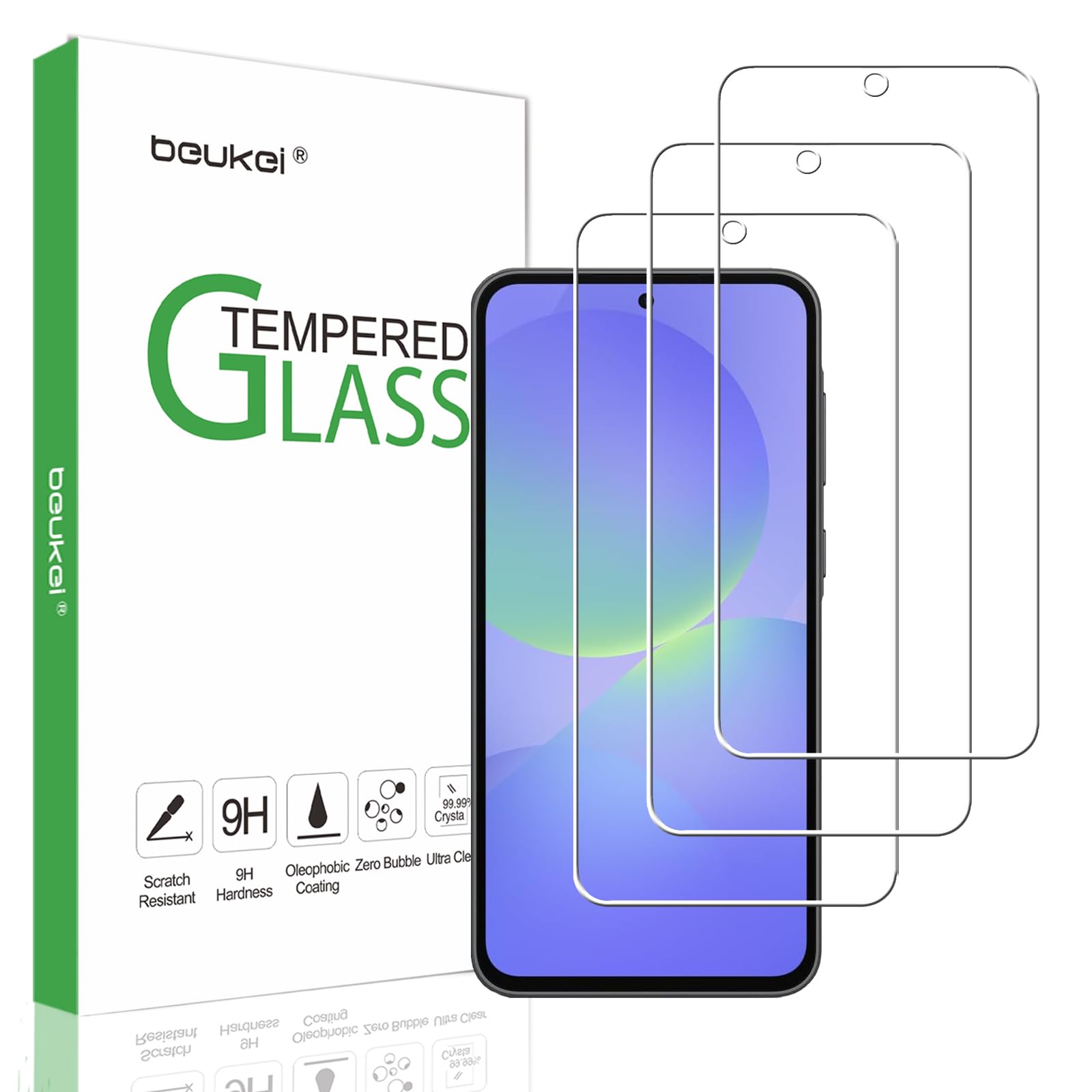 Photo 1 of beukei (3 Pack) Designed for Samsung Galaxy A36 5G / Galaxy A56 Screen Protector Tempered Glass, 9H Hardness