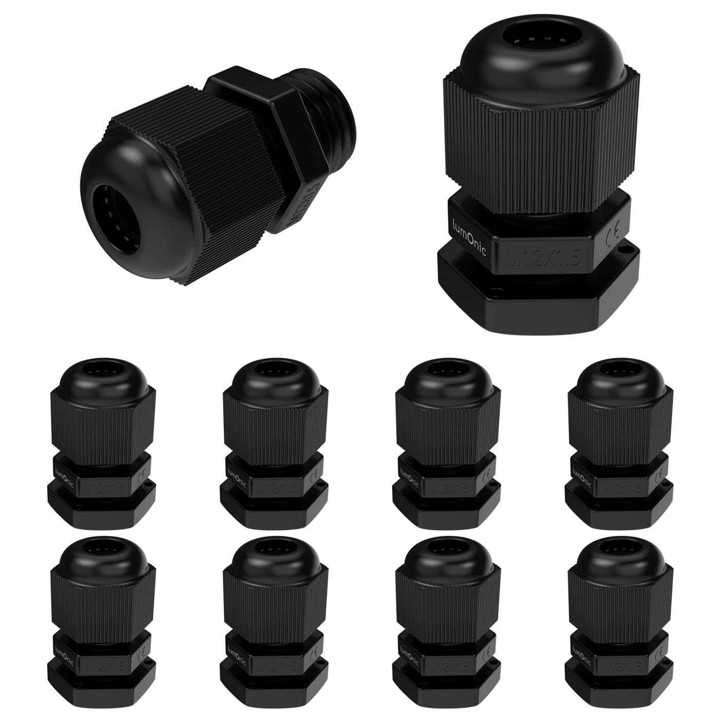 10x Cable Gland M12 Black IP67 Metric 3-6,5mm — image 1