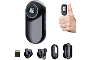HOFAOUG Mini Body Camera 1080P, Mini Action Cam with Built in 32GB Memory Card, Thumb Sized The Helmet Camera for Work, Travel, Cycling and Body Cam(Black)