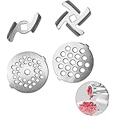 VNIMTI Meat Grinder Blades and Plate, Stainless Steel Meat Grinder Attachments for Stand Mixer, Meat Mincer Parts with 2 Sharp Blades and 2 Cutting Plates