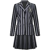 FOTOLARE Women Costume Girls School Uniform Pleated Skirt Adult Stripes Suits Sets Halloween Party Outfits