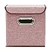 EZOWare 4pc Storage Basket Bins with Lid - Linen lidded Fabric Folding Boxes Cubes Containers - Wine Red, 9.8 x 9.8 x 9.8 inches