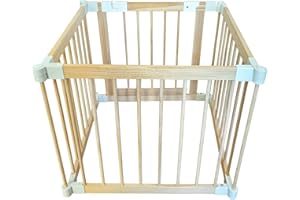 YZNVCG Baby Playpen - Adjustable Multi-Shape Wooden Play Yard, Portable Collapsible Activity Center with Baby Fence Play Area & Toys for Infants, Toddlers (27x27x24inch