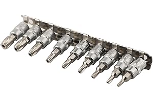 9 Piece 5 Point Star Pentalobe Screwdriver Bit Socket Set TS10-TS50, Chrome Plated Vanadium Steel, High Hardness Rustproof To