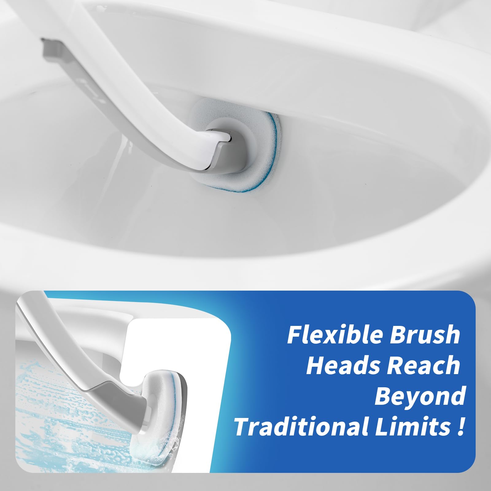oshang Disposable Toilet Brush - Toilet Bowl Cleaner, Toilet Cleaning Supplies, Toilet Brush with Holder, 14 Refills for Deep Cleaning and Hygienic Bathroom Maintenance